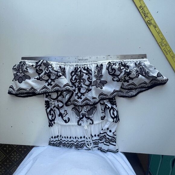 Flying Tomato Women's Damask Tapestry Overlay Off-Shoulder Midi Dress Small - Picture 8 of 10